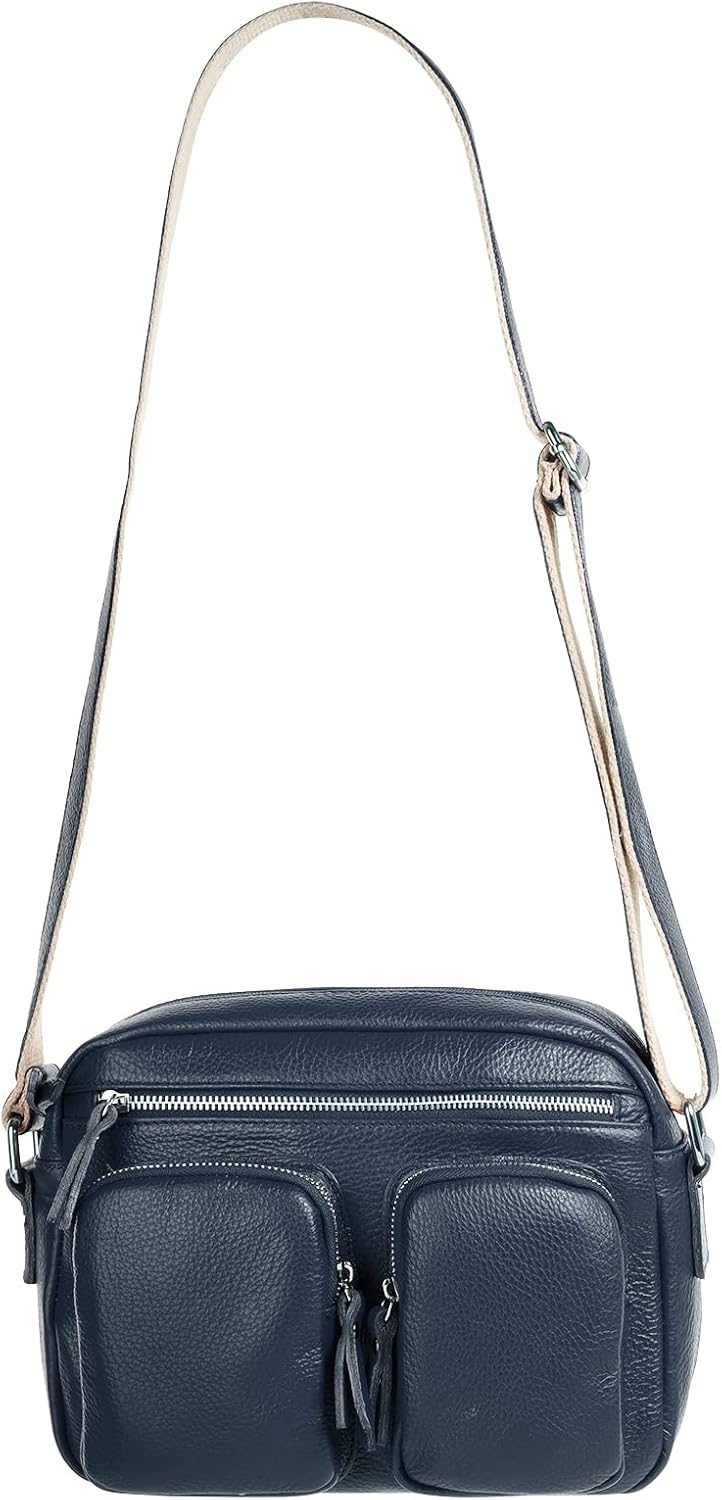 Samantha Look Umhängetasche echt Leder Damen | Made in Italy, Crossbody Bag mit Aussentaschen, Schul