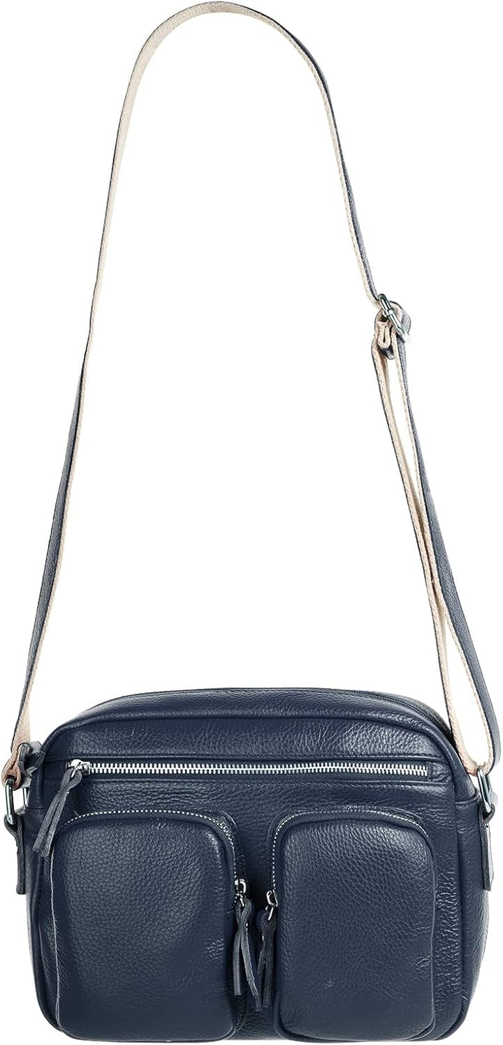 Samantha Look Umhängetasche echt Leder Damen | Made in Italy, Crossbody Bag mit Aussentaschen, Schul
