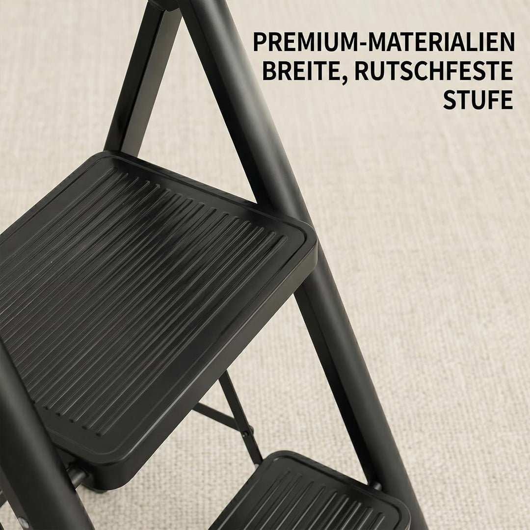 Trittleiter 3 Stufen Klappbar, stufenleiter,Leiter mit breitem Anti-Rutsch-Pedal, Tritthocker mit 15