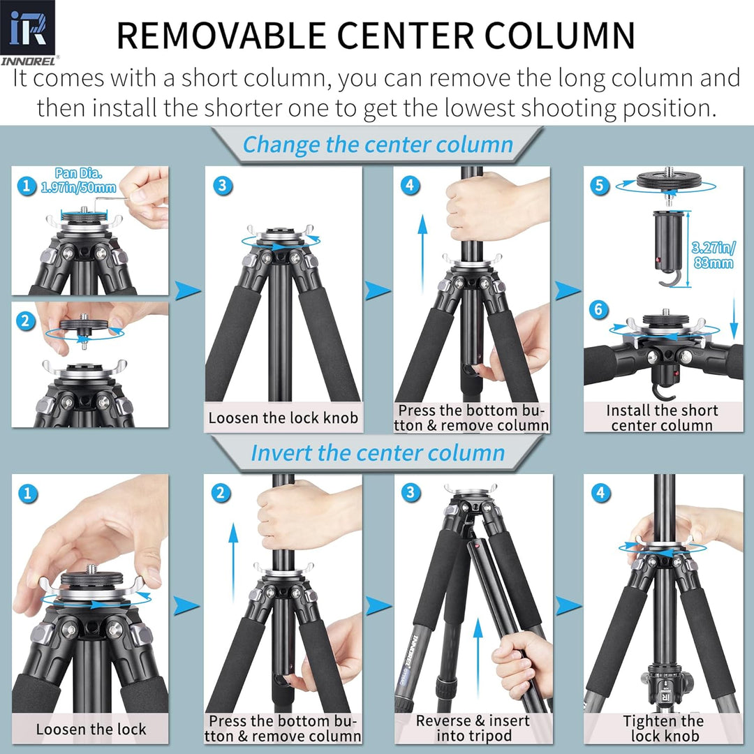 INNOREL GT284C Karbonfaser Professionelles kompaktes Stativ für DSLR-Kameras Robuster Ständer mit Ku