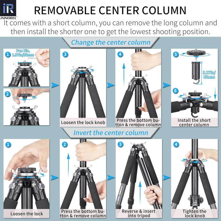 INNOREL GT284C Karbonfaser Professionelles kompaktes Stativ für DSLR-Kameras Robuster Ständer mit Ku