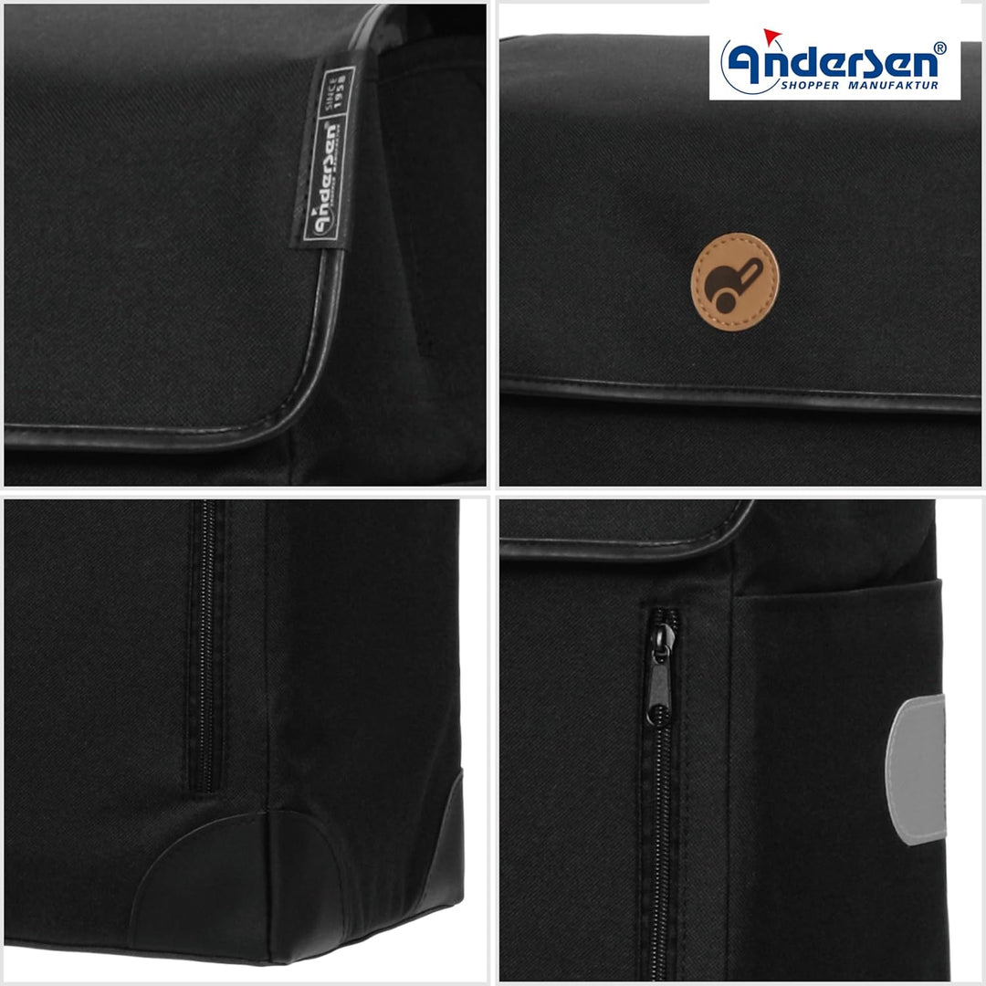 ANDERSEN Einkaufstrolley - Scala Shopper Plus Weda schwarz 36 L Handwagen, langlebig, Tasche abnehmb