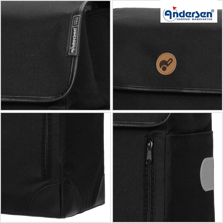 ANDERSEN Einkaufstrolley - Scala Shopper Plus Weda schwarz 36 L Handwagen, langlebig, Tasche abnehmb