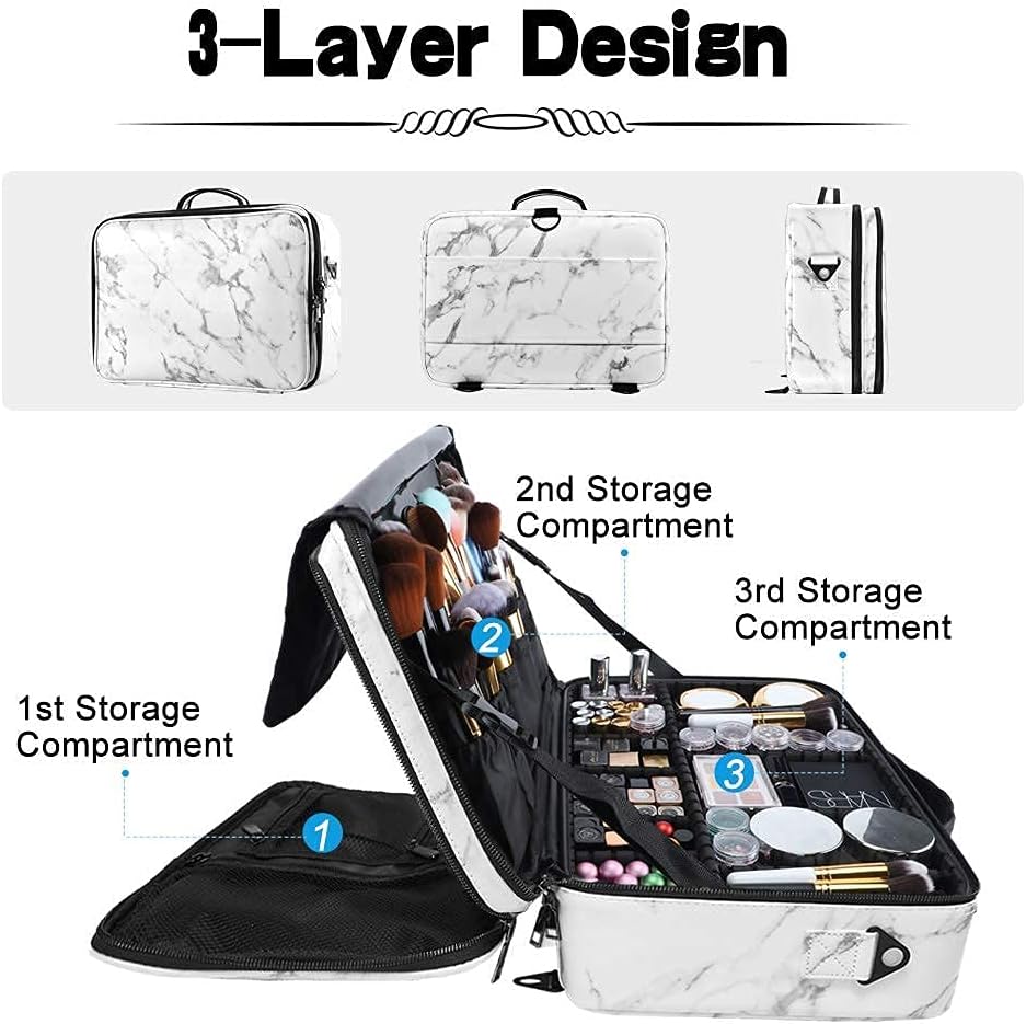 Kosmetiktasche, 3 Lagen Grosse Kapazität Professionelle PU Leder Make Up Organizer Tasche wasserdich