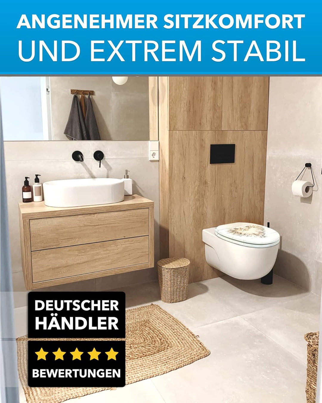 Xonic Design WC-Sitz - Premium Klo-Deckel - Toilettensitz mit Absenkautomatik - hochwertige Klobrill