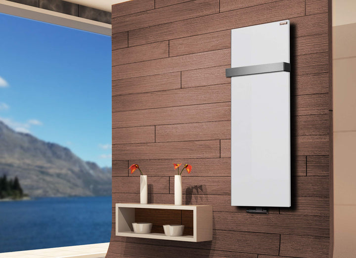 Badheizkörper Design Mirror Steel 2, HxB: 120 x 47 cm, 799 Watt, weiss + 1 Handtuchhalter (50mm) Sza