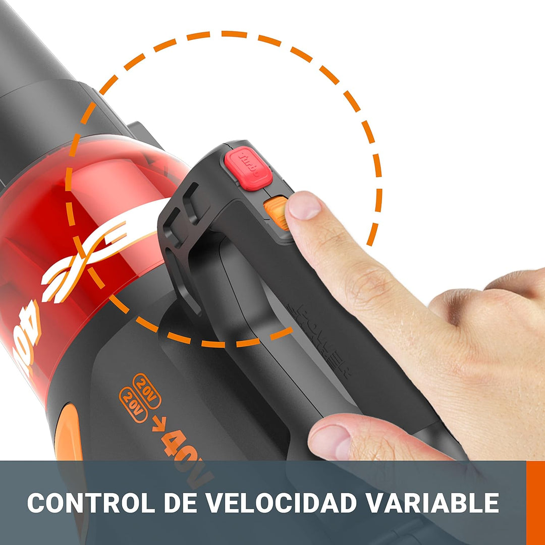 Worx WG584E.9 Laubbläser – Profi Laubgebläse mit 3-Gang Steuerung – Bis zu 145 km/h Luftgeschwindigk