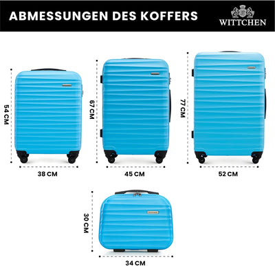 WITTCHEN Reisekoffer 4er Koffer-Set Rollkoffer Trolley Handgepäck Hartschale aus ABS mit 4 Spinner-R