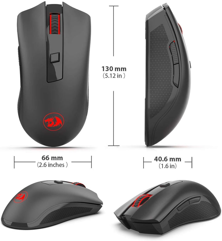 Redragon M652 Optische 2.4G Wireless Maus mit USB-Empfänger, tragbare Gaming & Office Mäuse, 5 einst