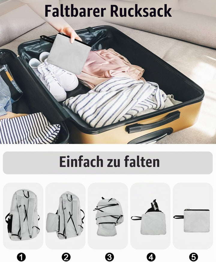 Faltbarer Wanderrucksack 20L, Ultraleichter Nylon Rucksack Tagesrucksack Damen Herren, Wasserfest Pa