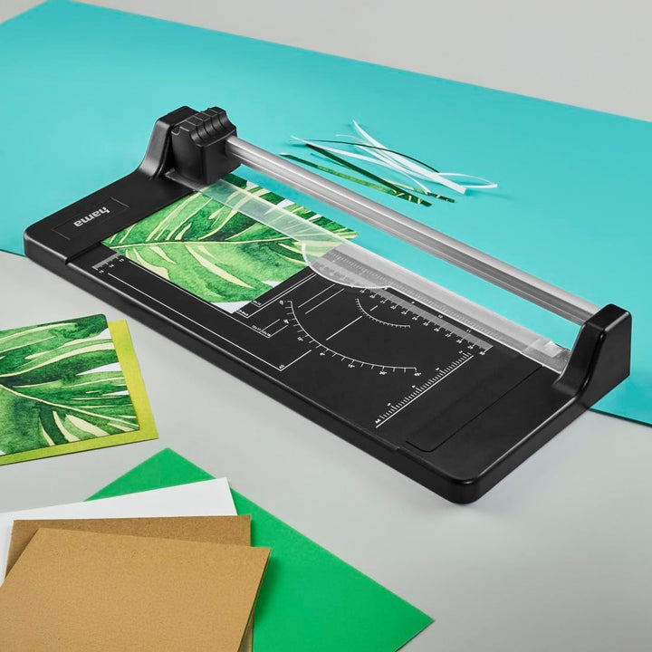 Hama Papierschneider mit Rollklinge (Schneidemaschine mit 5 Blatt Schneidleistung, Schneidegerät bis