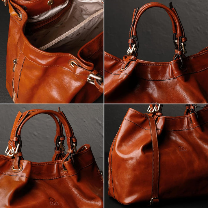 Time Resistance Schultertasche Damen - Handtasche aus Leder - Made in Italy - Tragetasche - Business