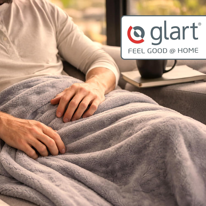 Glart U2GM Kuscheldecke 150x200 cm aus Baumwolle-Polyacryl-Mix für Sofa Kuscheldecke Grau Meliert, K