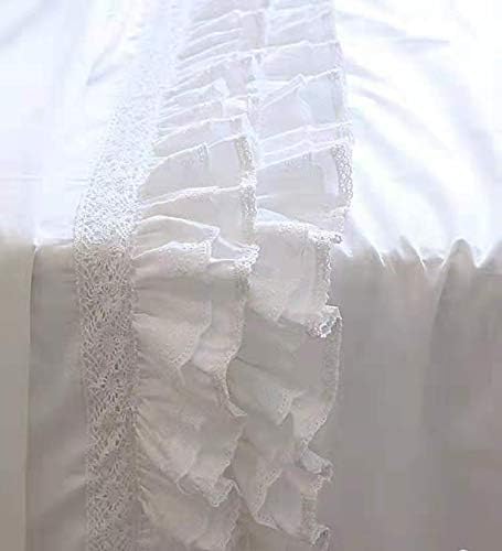 Meaning4 2er-Pack Kissenbezüge mit Rüschen, Stickerei Spitze,Shabby Chic, Queen-Size-Kissenbezüge, 5