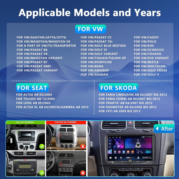 4GB+64GB Autoradio mit Type-C GPS Navi für VW Passat B6 T5 Golf 5 6 Polo Tiguan 6R T5 Jetta Seat Sko