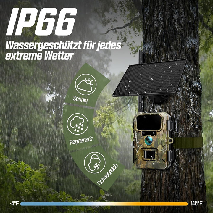 CEYOMUR 4G LTE Wildkamera Solar, 48MP Live Übertragung Wildkamera mit Handyübertragung App, 5200 mAh