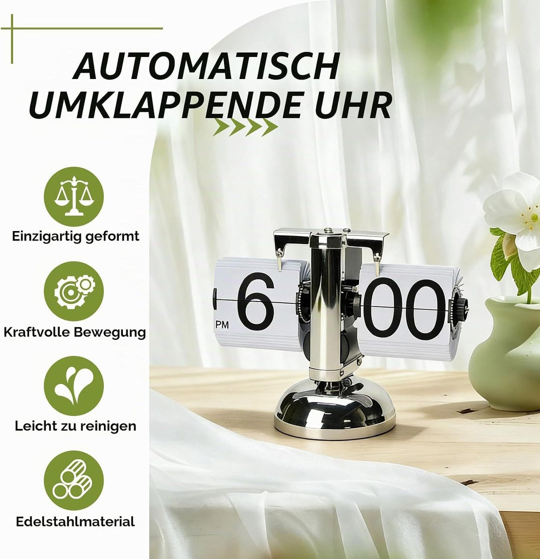 Tischuhr Vintage Retro Flip Uhr, Retro-Flip-Down-Uhr Mit GrossEn Ziffern, Tischuhr Digital Mit Batte