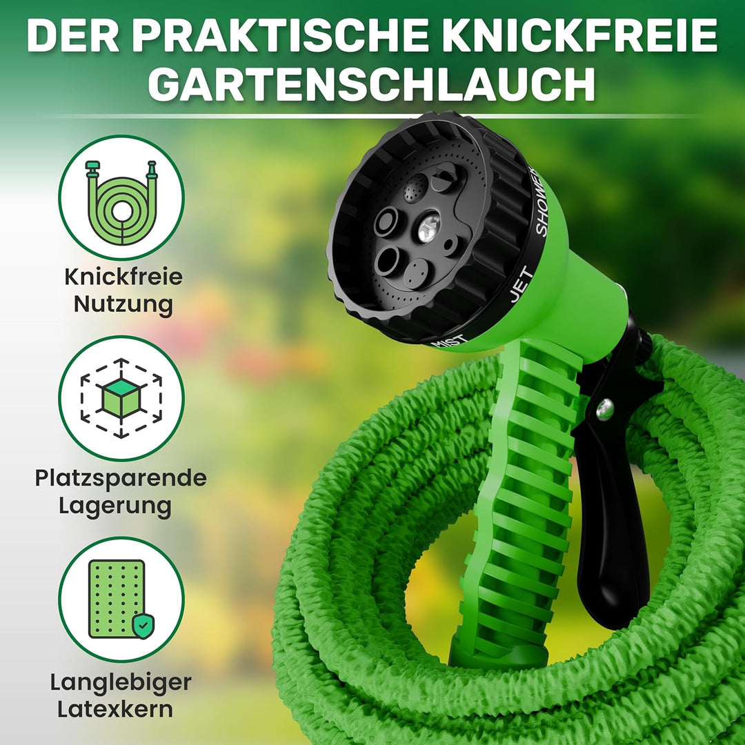 Gartenschlauch flexibel Flexischlauch 2,5m - 7,5m grün, 7,5 m
