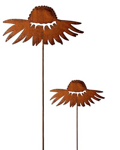 Bornhöft Gartenstecker Blume Beetstecker Topfstecker Metall Rost Gartendeko Edelrost Sonnenhut 2er S