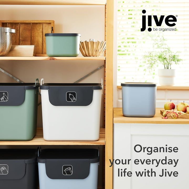Jive Dekobox 3er- Set Aufbewahrungsbox 16l mit Deckel, Kunststoff (PP recycelt), dunkelgrau, 3x16l (