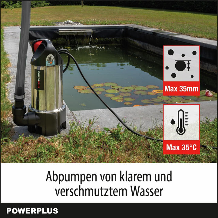 Powerplus Elektrische Wasserpumpe POWEW67912-400 W Tauchmotorpumpe, Maximaltemperatur 35°C und Förde