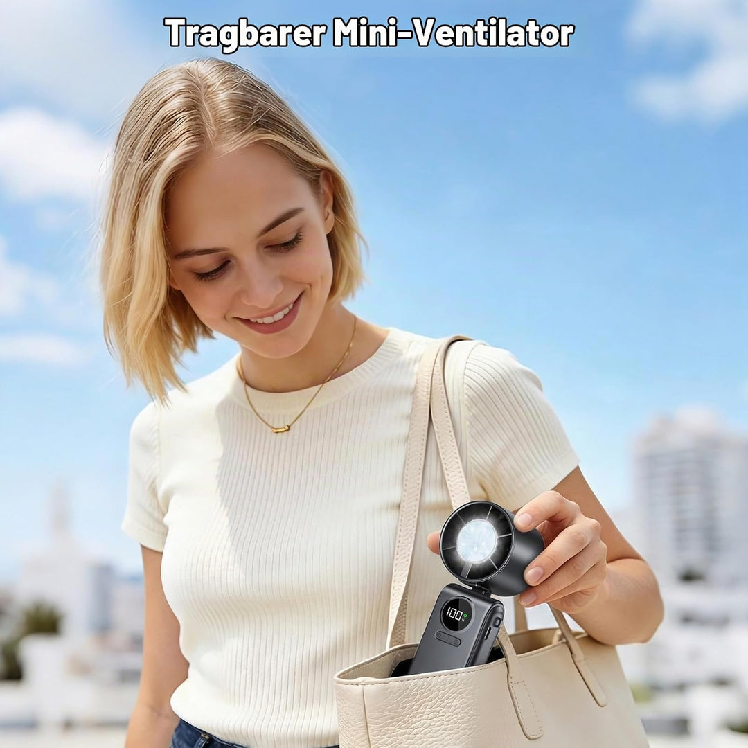Handventilator mit Eiskompressorfunktion, Tragbarer Mini Ventilator, Leistungsstarker Handventilator