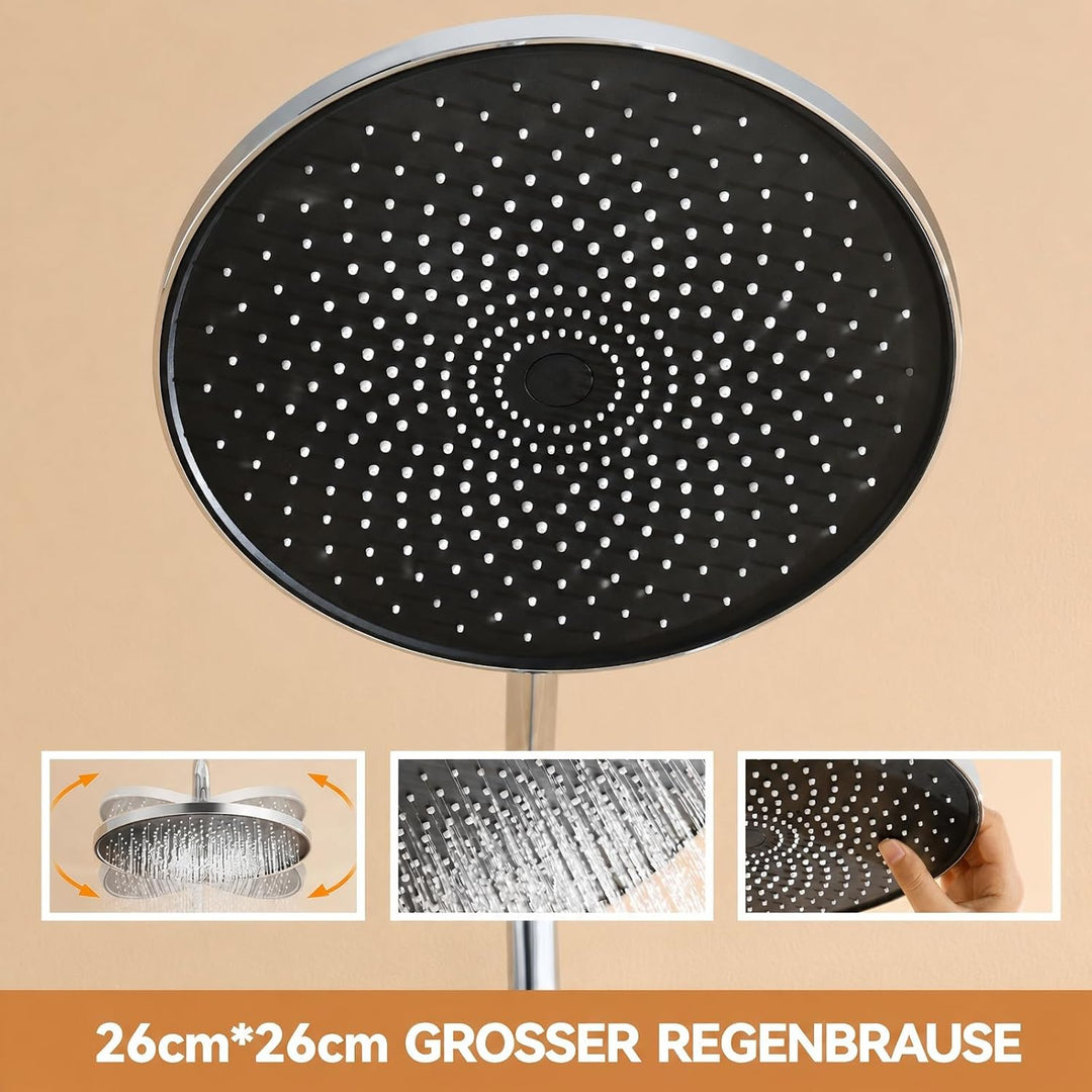 Duscharmatur Komplettset, Auralum Regendusche mit Armatur Höhenverstellbar 1-1,39m, Duschamaturenset