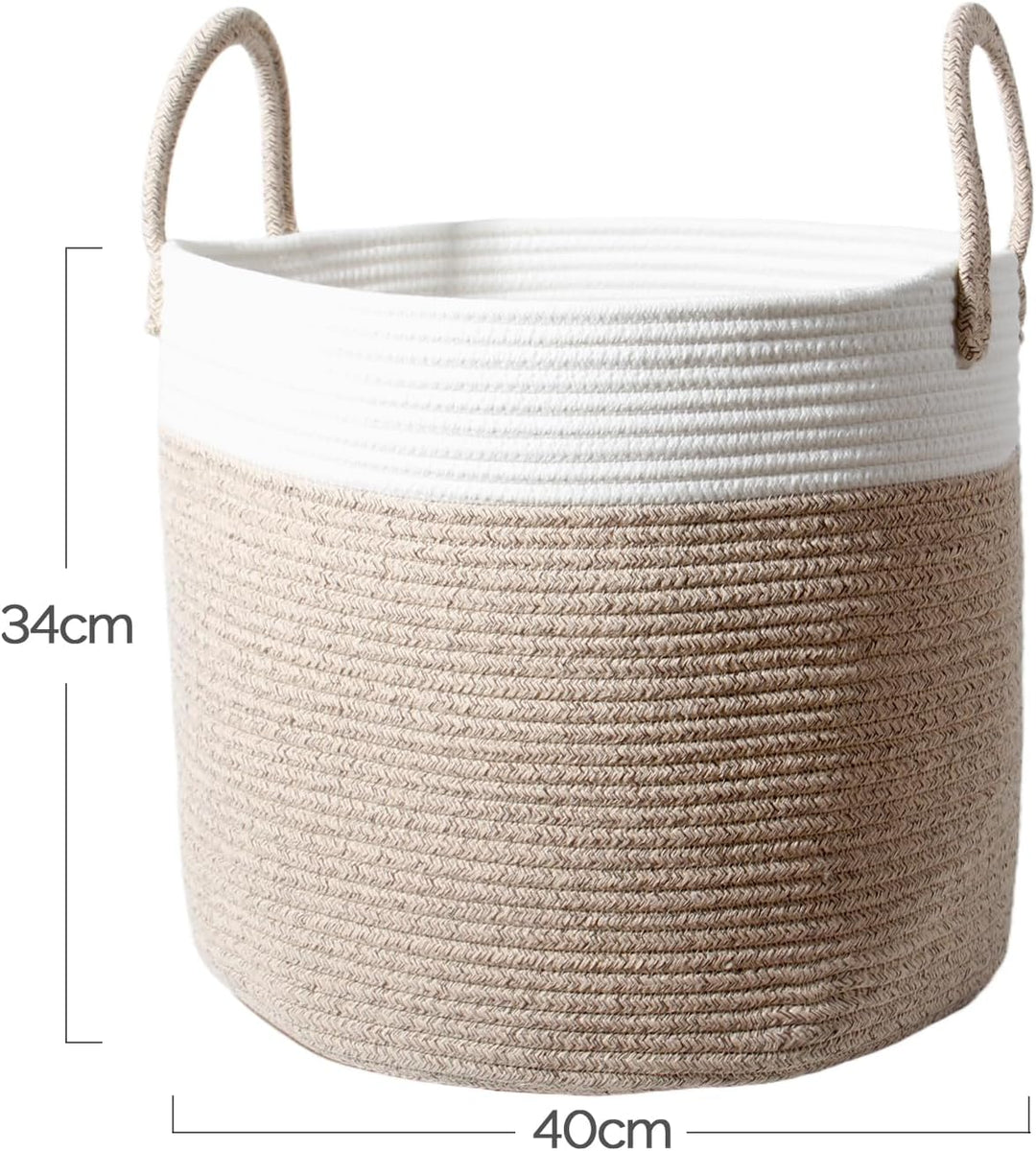 SYLANDO D40*H34cm Waschekorb aus Baumwolle mit Griffen, Aufbewahrungskorb Geflochten, Laundry Basket