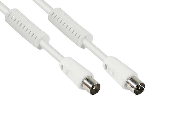 kabelmeister TV Antennenkabel 20 m weiss - HDTV Kabel - Koax (IEC) Stecker an Buchse - 2x Mantelstro