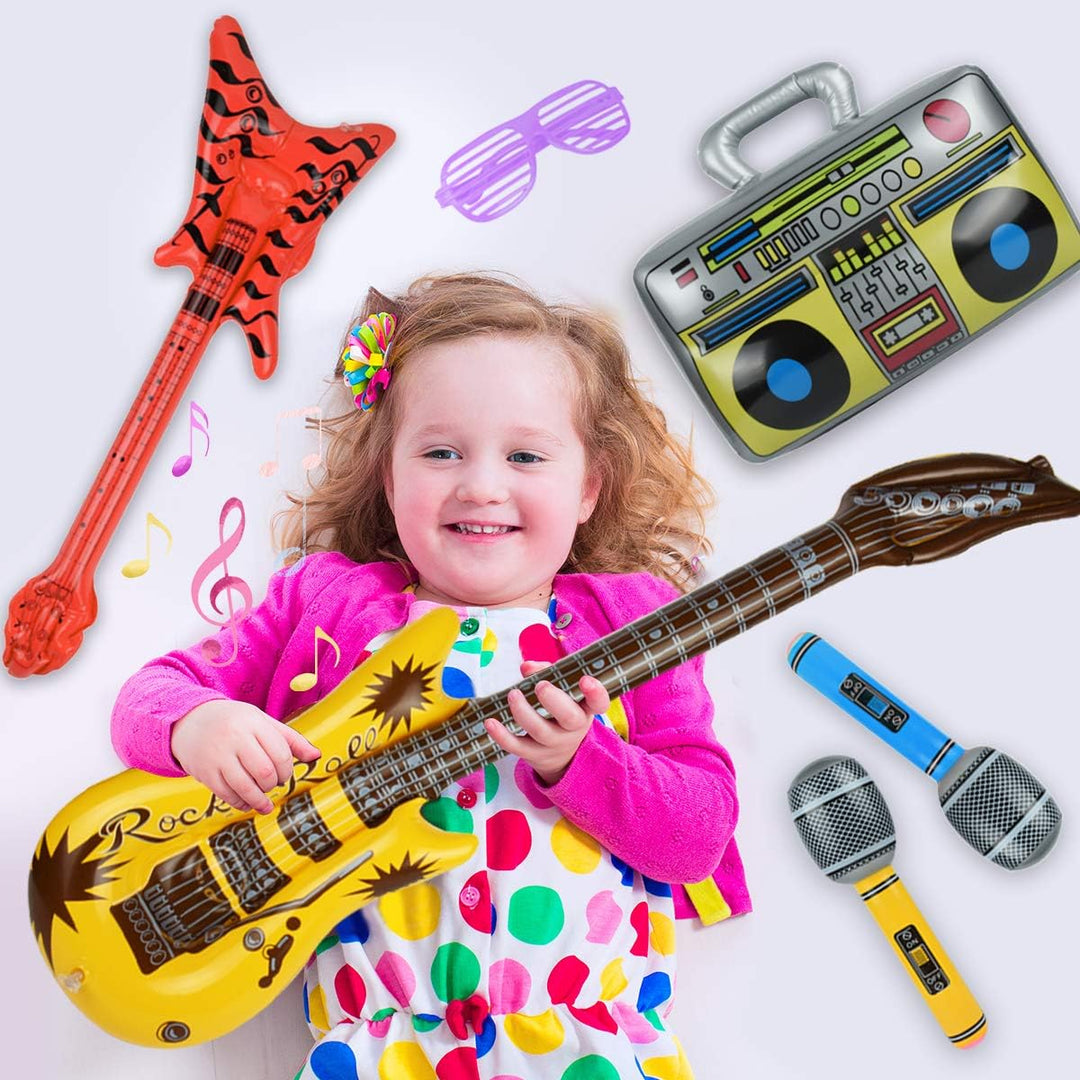 Aufblasbare Instrumente Set 22 Stücke, Aufblasbare Gitarre für Kinder, Musikinstrumente Zubehör Aufb
