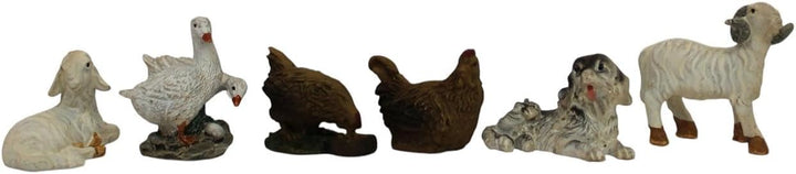 ZICOM Krippenzubehör Miniaturzubehör Tierset 11-teilig (Schaf, Hund, Ente, Hase, Katze, Taube, Gänse