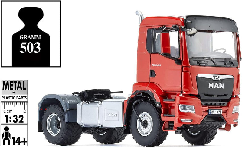 WIKING 077653 MAN TGS 18.510 4x4 BL 2-Achs Zugmaschine, Modell-Lkw, 1:32, Metall/Kunststoff, Ab 14 J