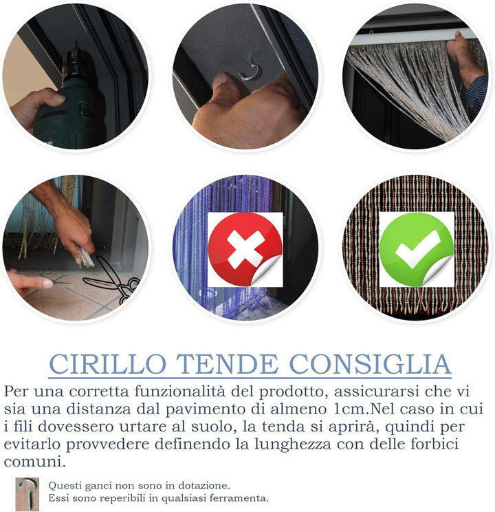 Vorhang/Fliegengitter, PVC, Modell 21, Alu-Stangen, in Italien hergestellt, Masse (Standard oder mas