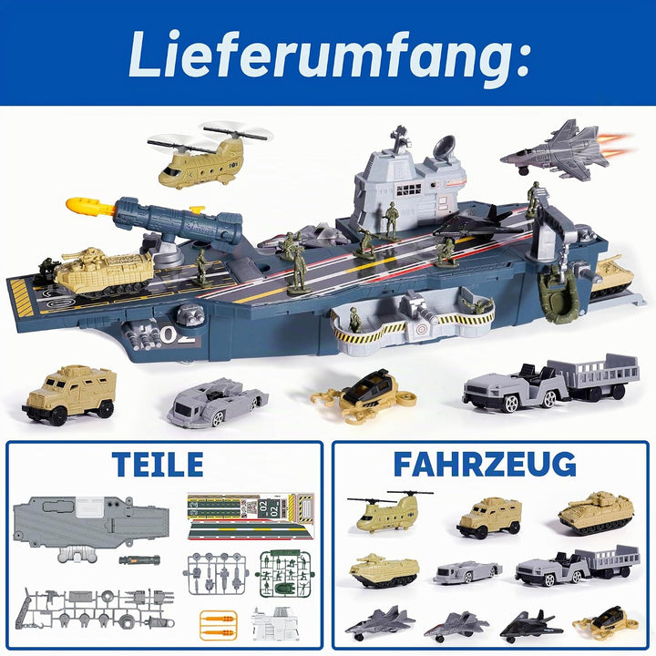 Militär Flugzeug Spielzeug, Militär Figuren mit Panzer Flugzeugträger Schlachtschiff, U-Boot, Kampfj