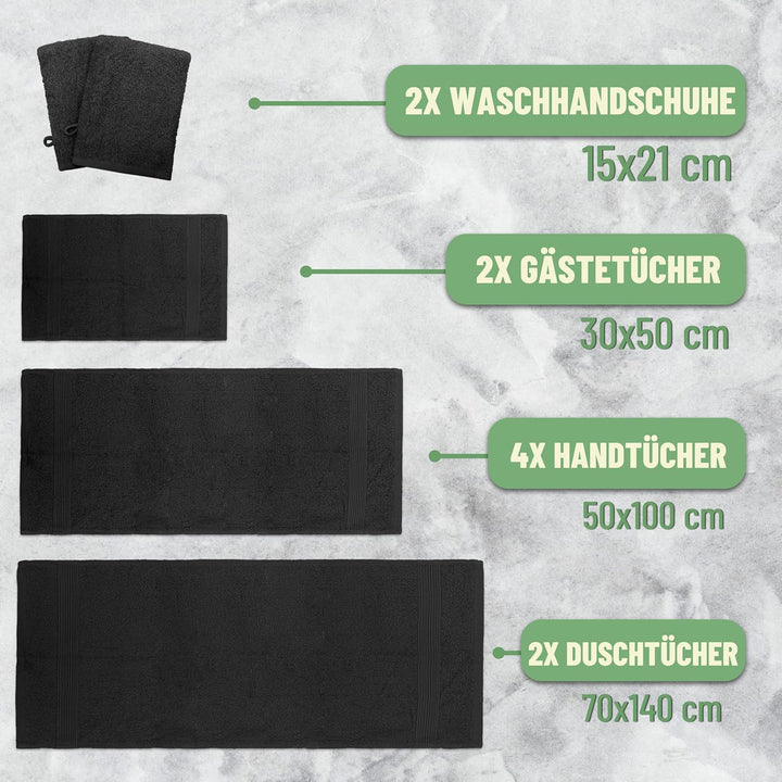 GREEN MARK Textilien 10 TLG. FROTTIER Handtuch-Set mit verschiedenen Grössen 4X Handtücher, 2X Dusch