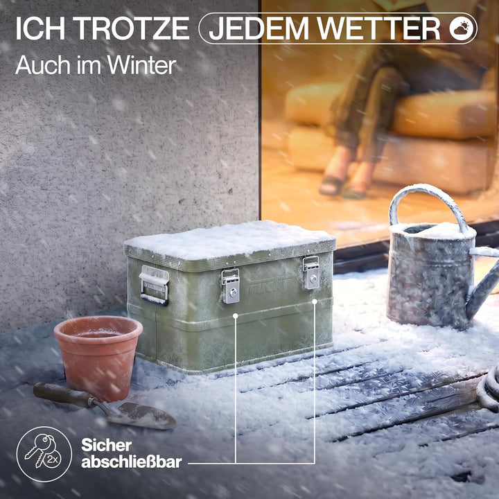 Aluminium Box mit Deckel Grün 30L Alukiste Alu Kiste Abschliessbar Trucky | 46 x 32 x 28 cm, Transpo