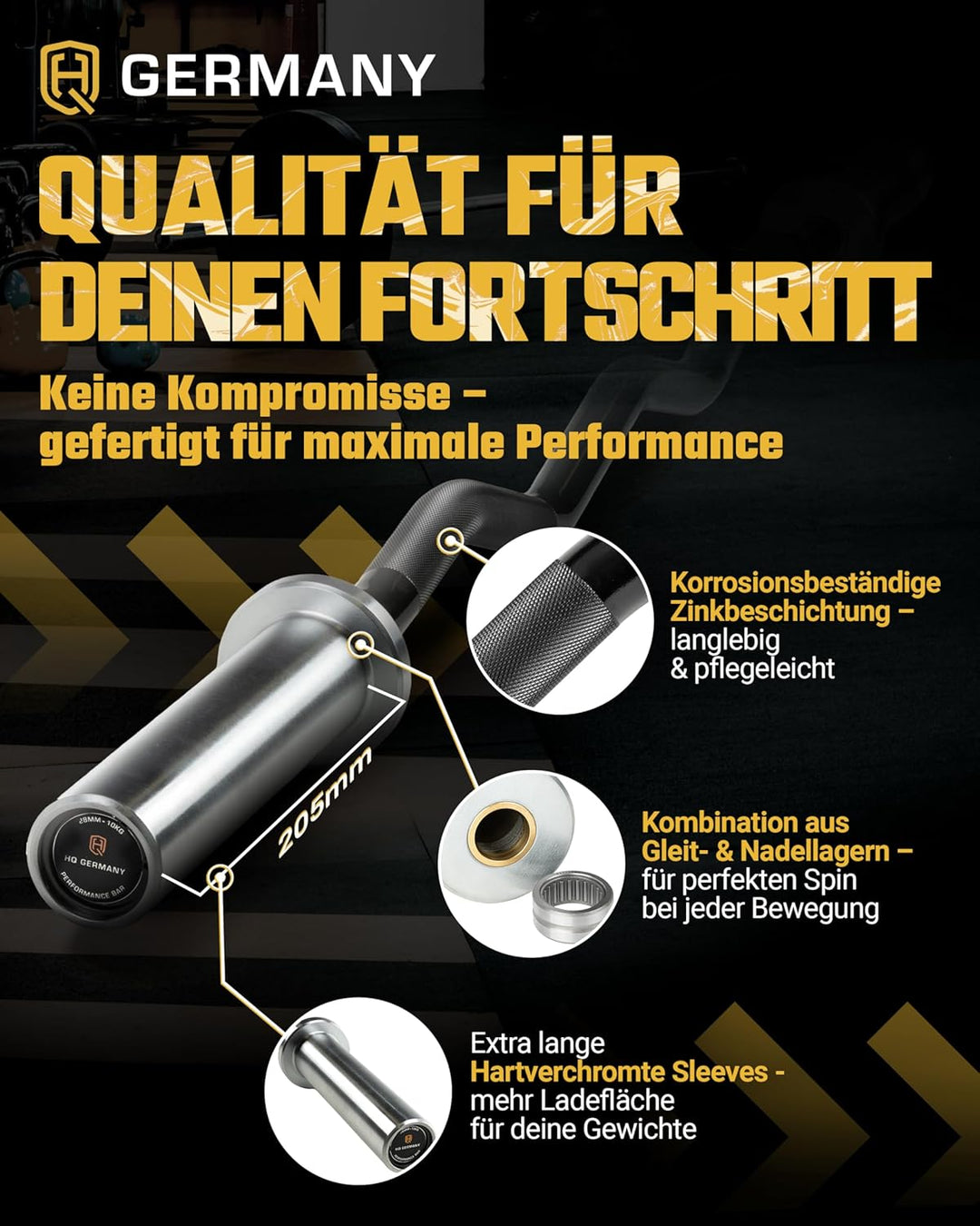 HQ Germany® Performance SZ Stange 50mm | 130cm, 10kg Stange (ohne