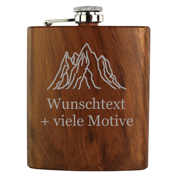 Flachmann mit Name, Spruch + Motiv, 90% Recycelter Edelstahl, nachhaltiges Schnapsgeschenk, Geschenk