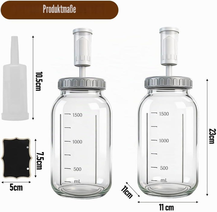 Fermentierglas 2 Stück 2L, Kimchi Behälter mit Luftschleuse, Perfekt für die Gärung für Kimchi, Saue