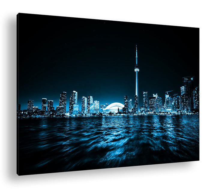 deyoli farbenfrohe Küste von Toronto Format: 80x60 Effekt: Monocrome Blau als Leinwand, Motiv fertig