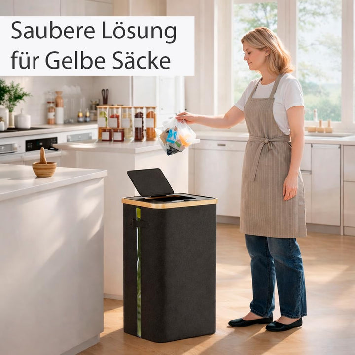 Gelber Sack Ständer Stabil mit Deckel – Mülleimer 70-120L für Gelbe Säcke & Recycling | Praktischer