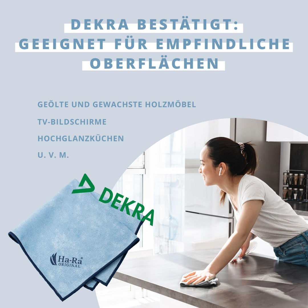 Ha-Ra Star-Tuch blau 2er Set I Mikrofaser Tuch für Oberflächen-Reinigung I Putztücher mit blauen & r