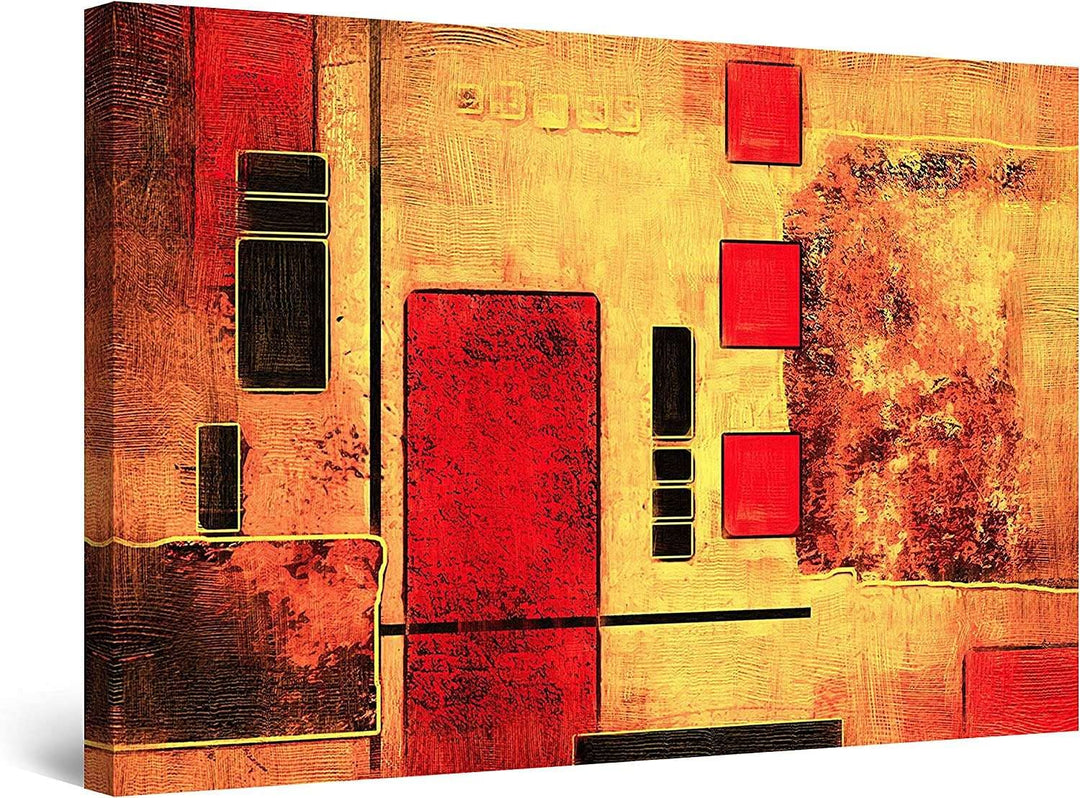 Startonight Bilder Rot Schwarz Geometrisch, Leinwandbilder Moderne Kunst, Abstrakte Wanddeko Kunstdr