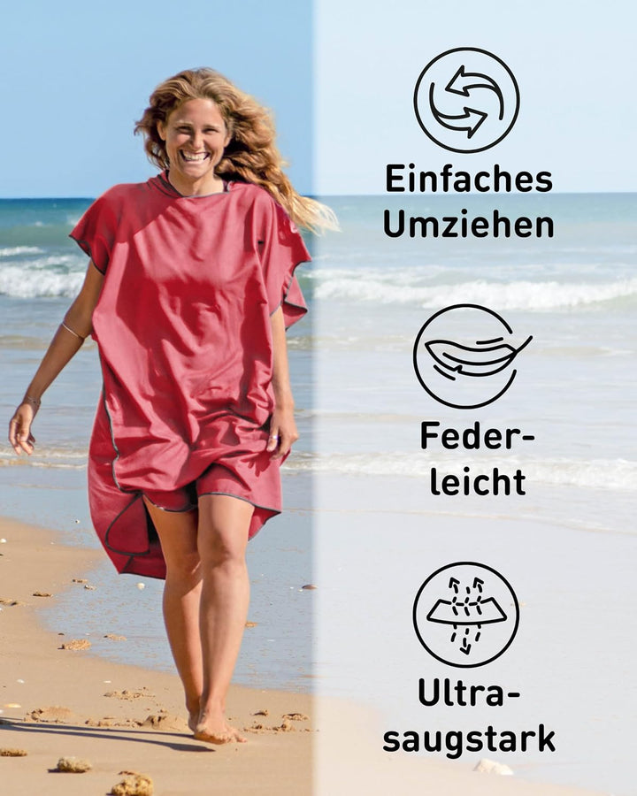Fit-Flip Badeponcho aus Mikrofaser für Damen und Herren - schnelltrocknend, kompakt und Ultraleicht