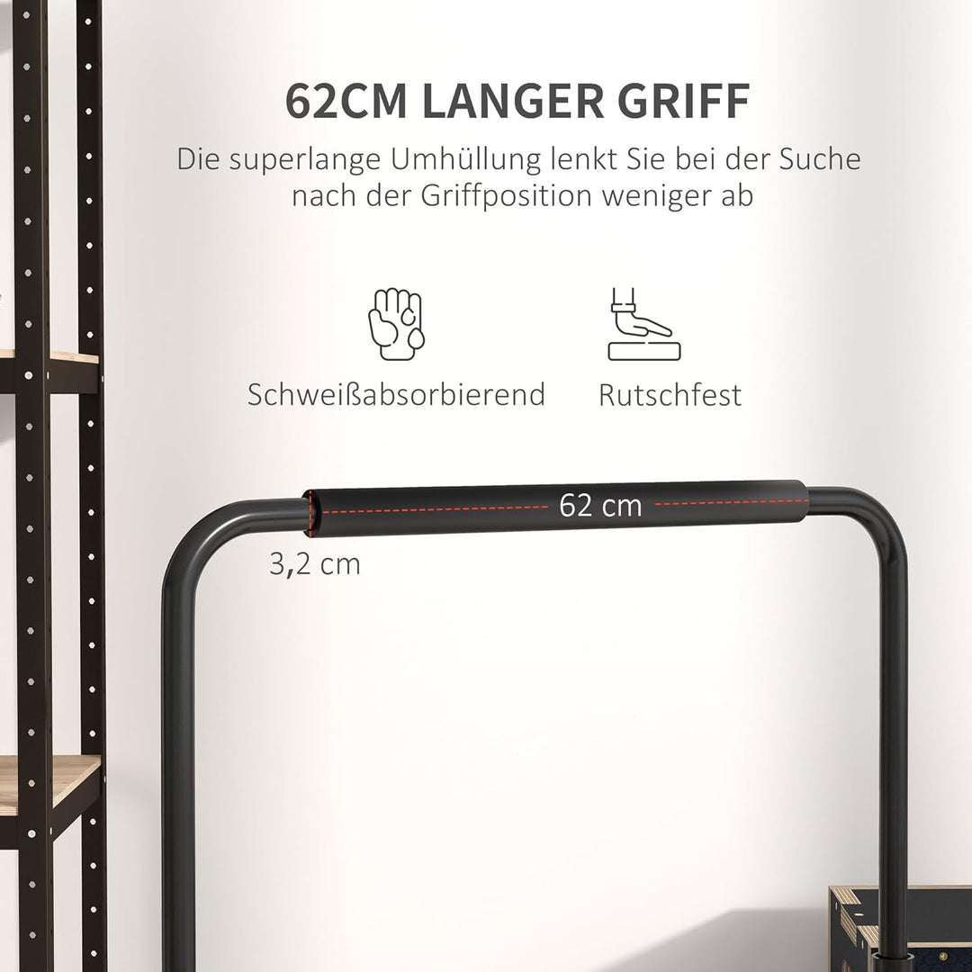 HOMCOM Dip Barren Bars 2er Set Rutschfest Dip Station 80-100 cm Höhenverstellbar Fitness Parallettes