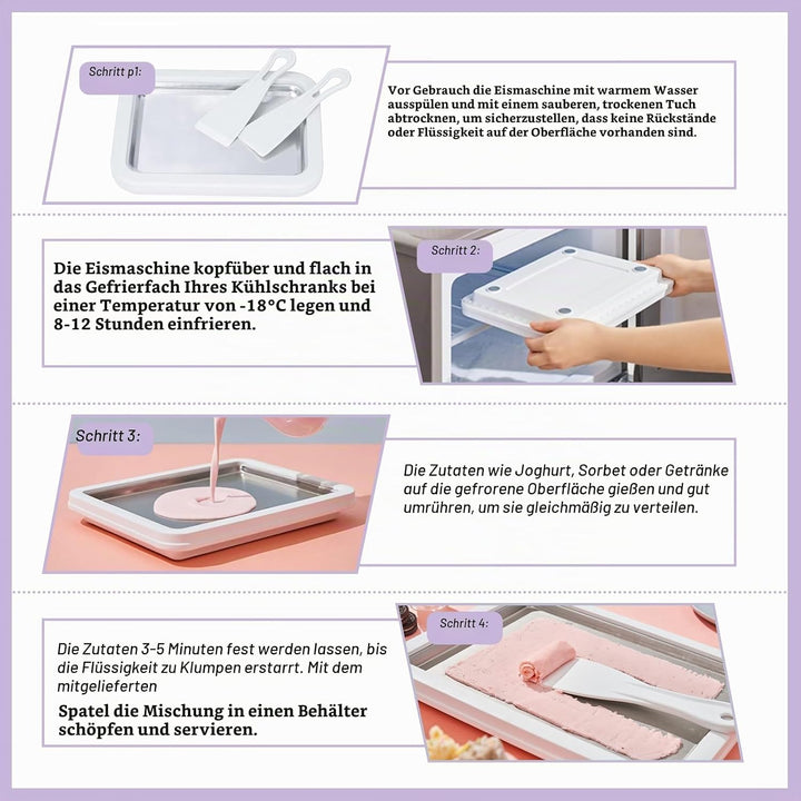 Eisplatte Eis Rolls zum Eis Machen DIY, Ice Cream Machine rolls maker mit 2 Spateln, Gelato Rollmasc