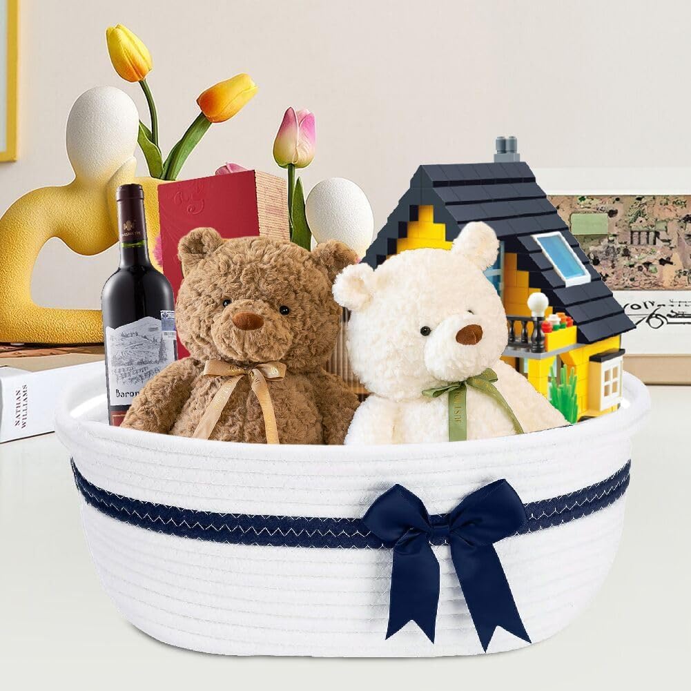 Abnaok Aufbewahrungskorb, Geschenkkorb Leer, Baumwolle Organizer Korb für Handtücher, Snacks, Hundes