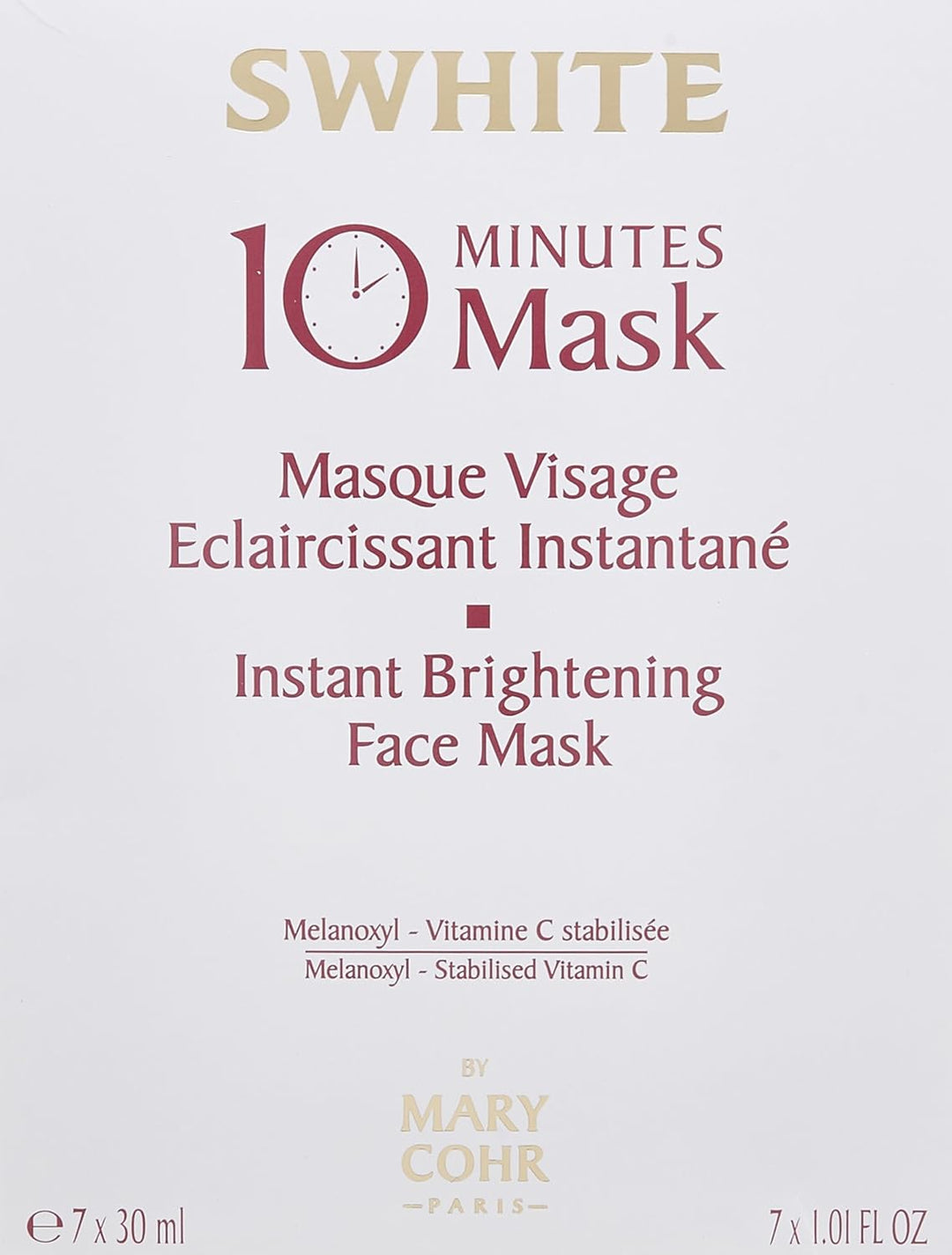 Mary Cohr Paris: SWHITE 10 MIN Masque Visage Eclaircissante (9ml)