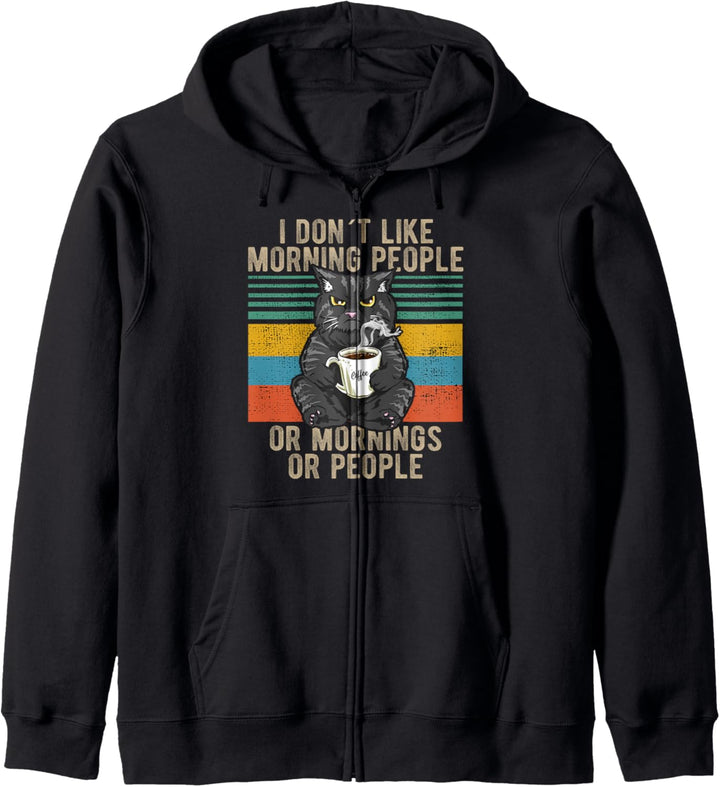 I Hate Morning People And Mornings And People Kaffee Katze Kapuzenjacke