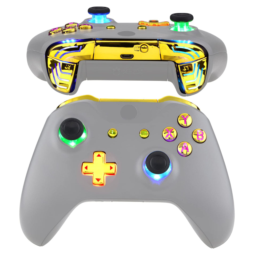 eXtremeRate DTF2.0 LED Kit für Xbox One S/X Controller, LED Leucht Kabel & Ersatz Symbol Knöpfe Set,
